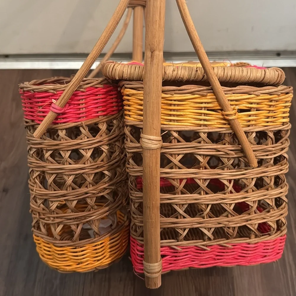 NEW Anthropologie Nina Handwoven Wine Picnic Basket - Picture 12 of 13